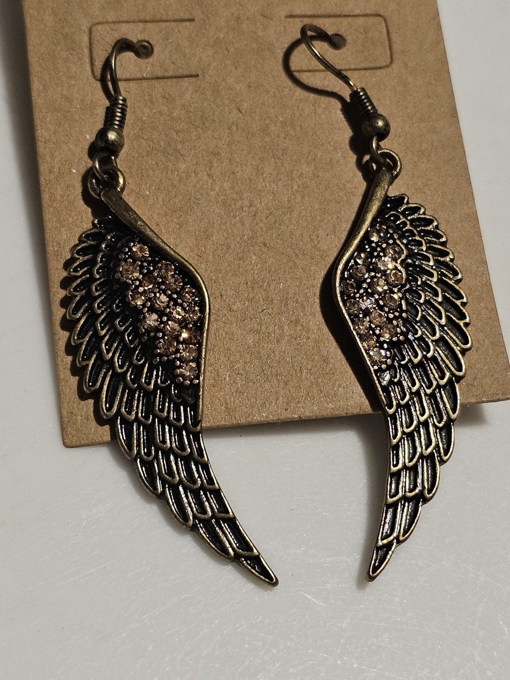 Wing Drop Earrings with Gold-Tone Crystal Accents - Women Jewelry